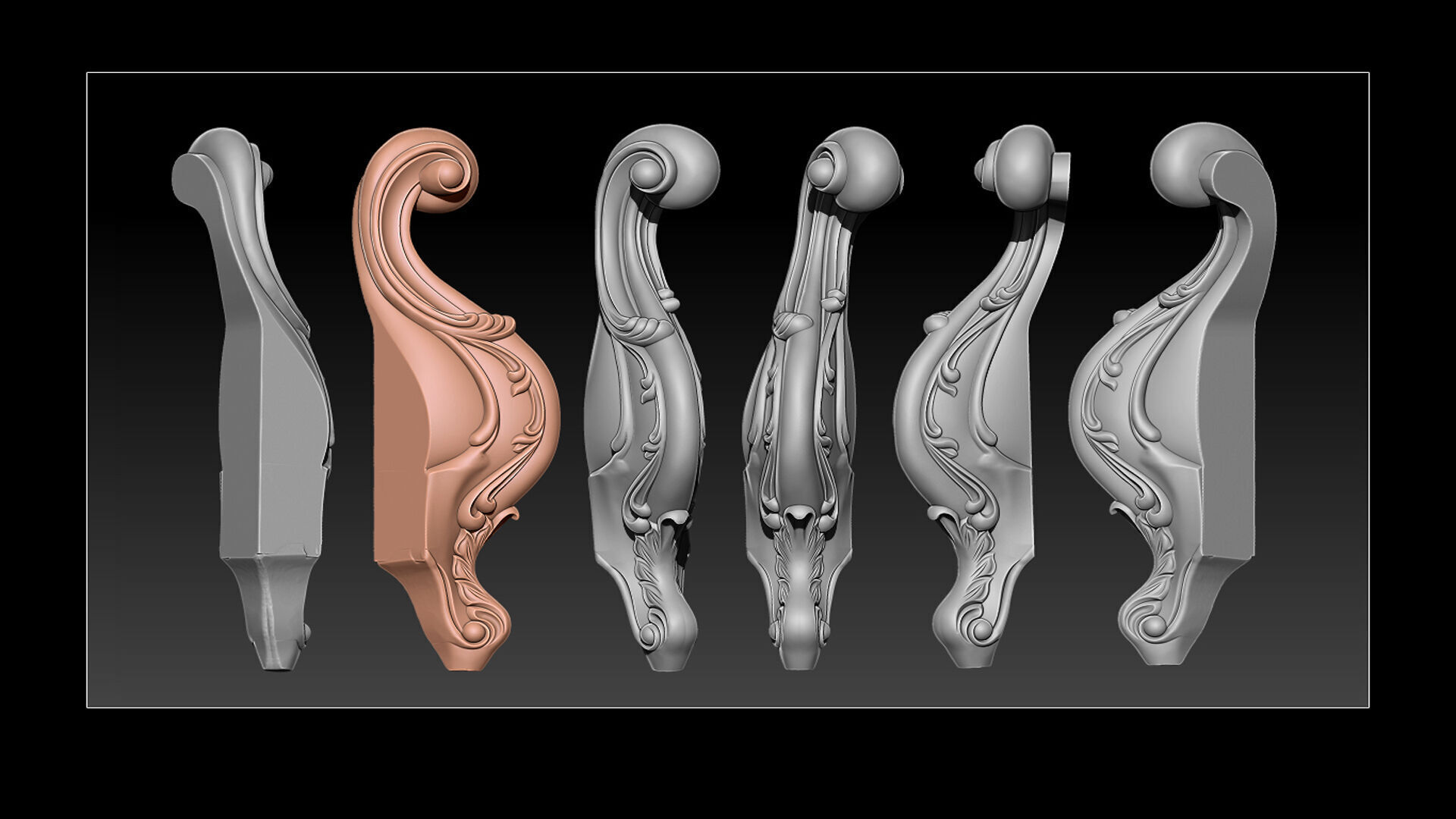 Classic Table and Chair Leg Model Kit - 076 3D print model_2