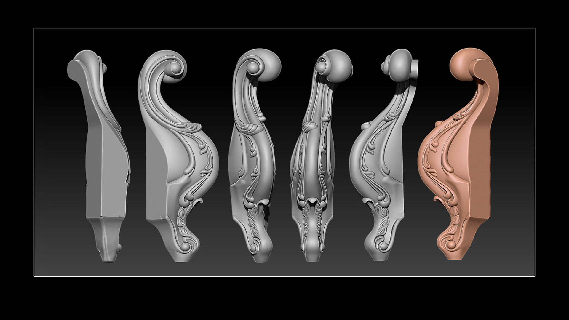 Classic Table and Chair Leg Model Kit - 076 3D print model_4