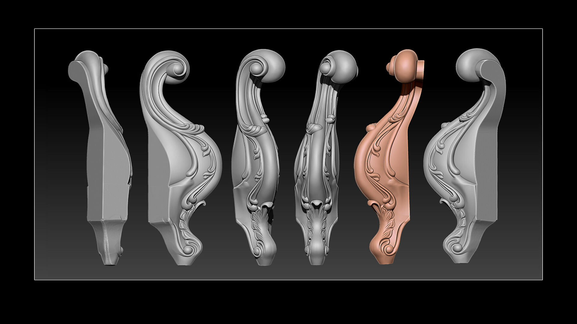 Classic Table and Chair Leg Model Kit - 076 3D print model_3
