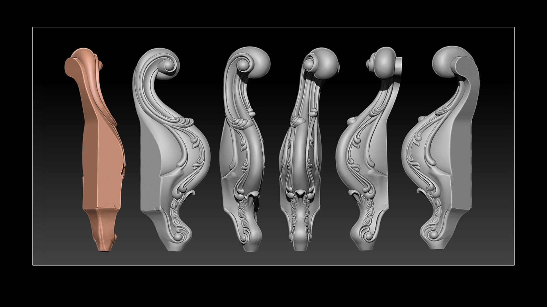 Classic Table and Chair Leg Model Kit - 076 3D print model_1