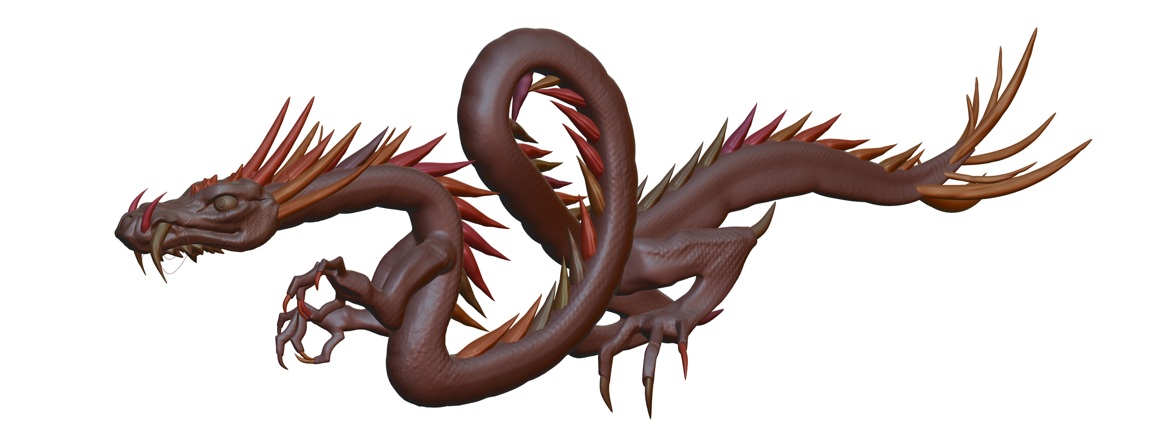 Chinese Japanese dragon highpoly sculpt 3D model_1