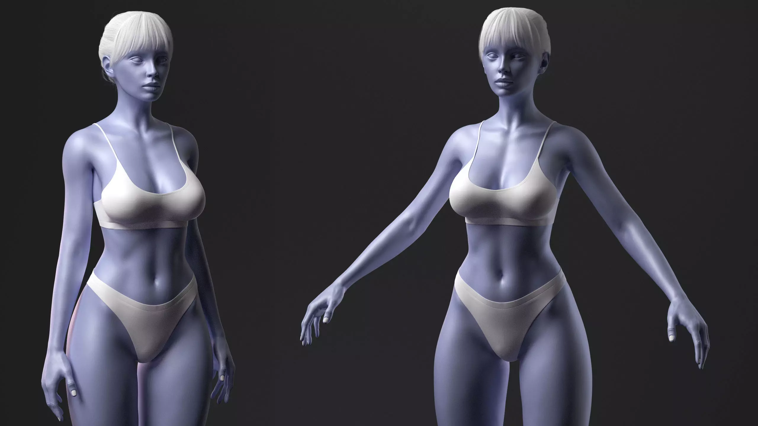 Advanced High Poly Female Basemesh - Body 03 3D model_12