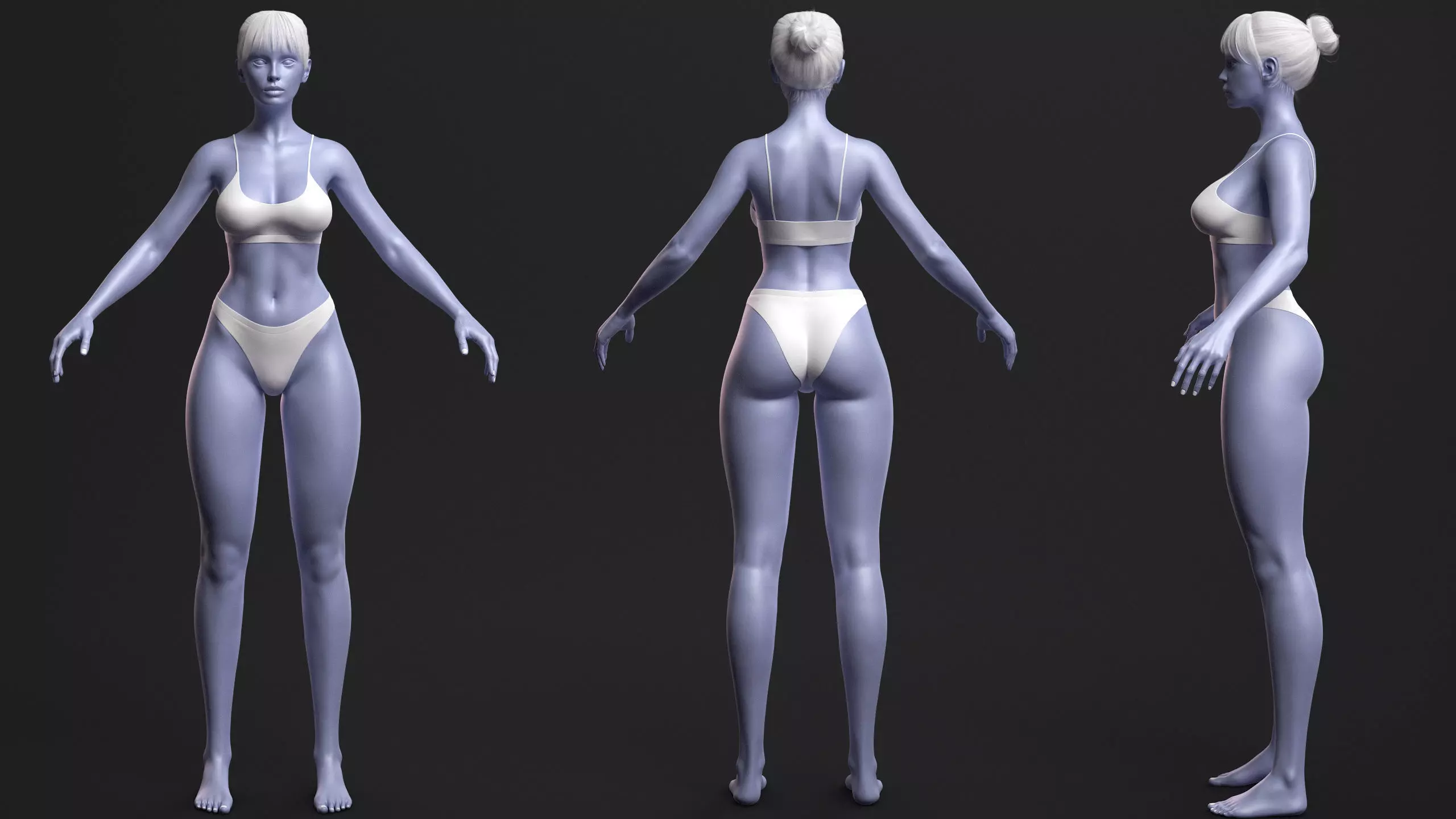 Advanced High Poly Female Basemesh - Body 03 3D model_6