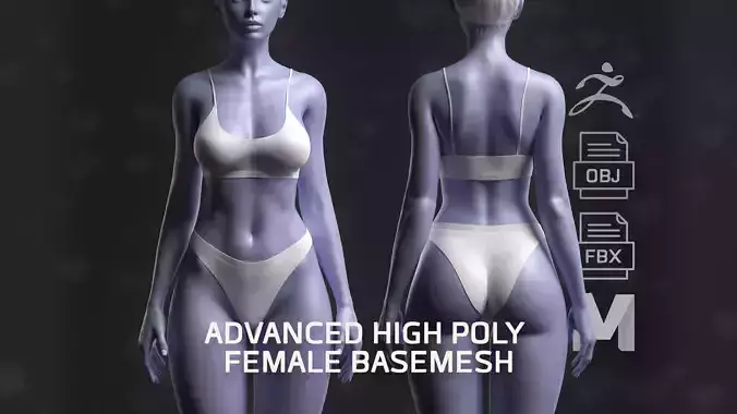 Advanced High Poly Female Basemesh - Body 03 3D model Advanced High Poly Female Basemesh - Body 03 3D model