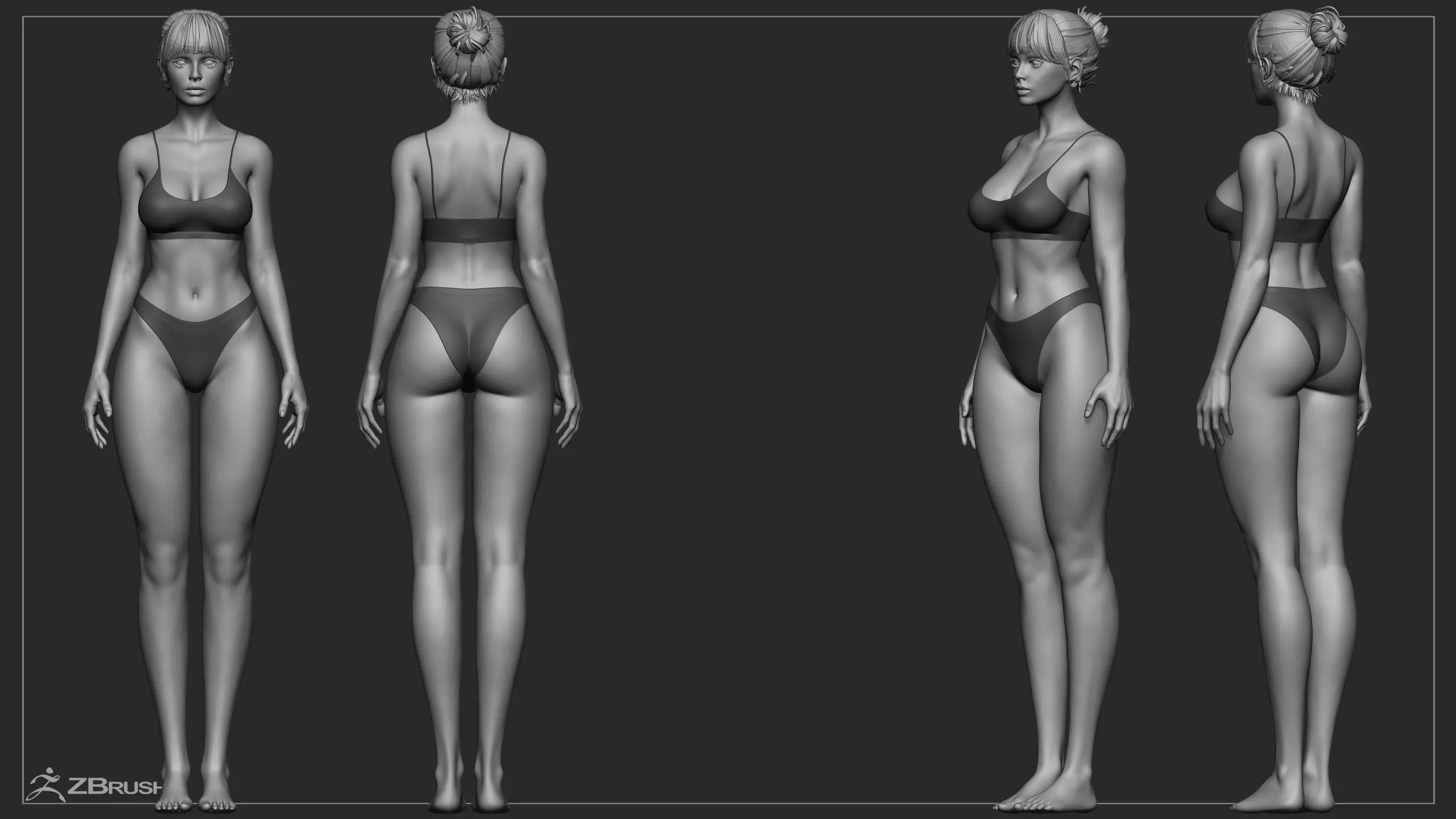 Advanced High Poly Female Basemesh - Body 03 3D model_15