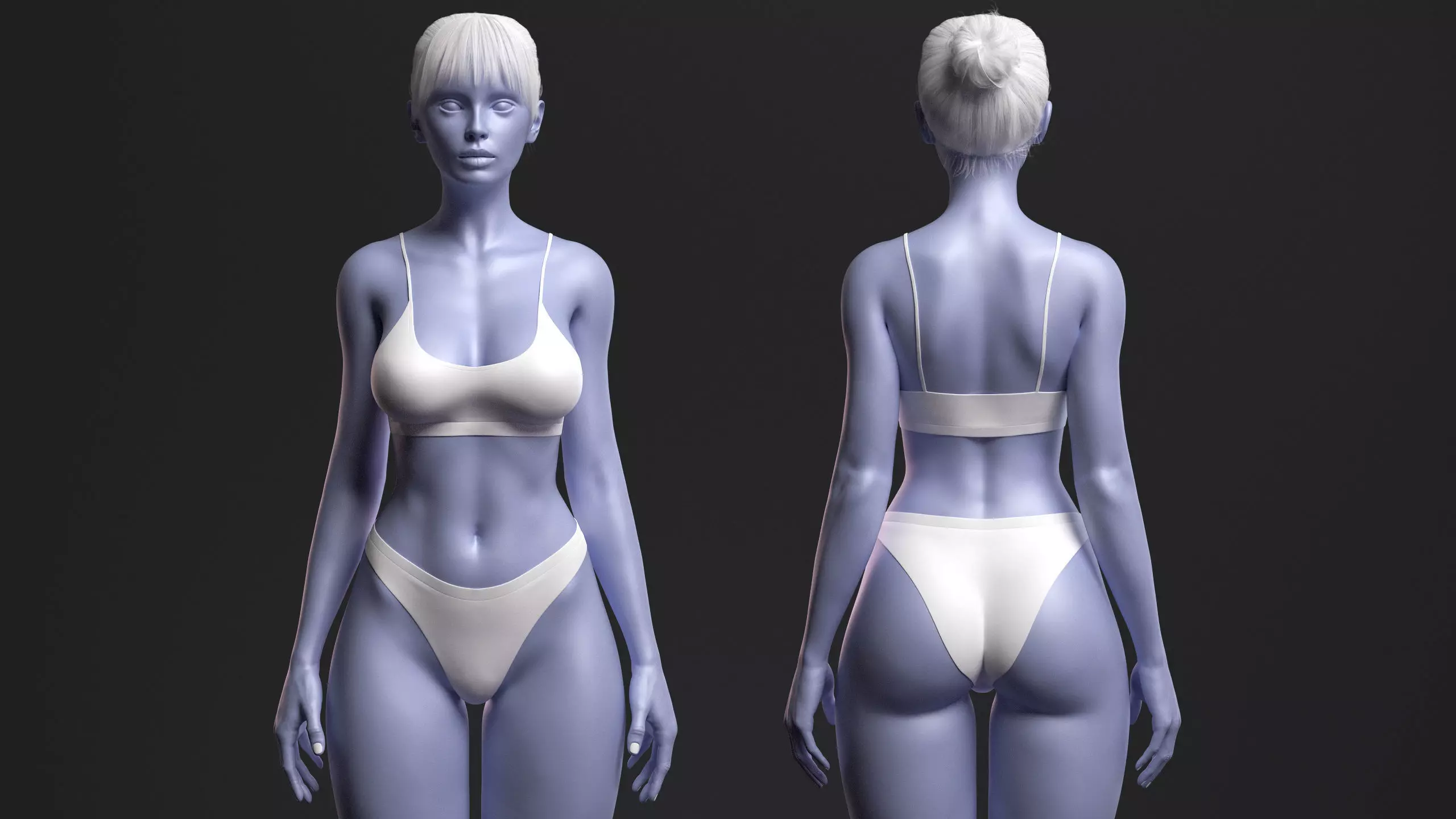 Advanced High Poly Female Basemesh - Body 03 3D model_9