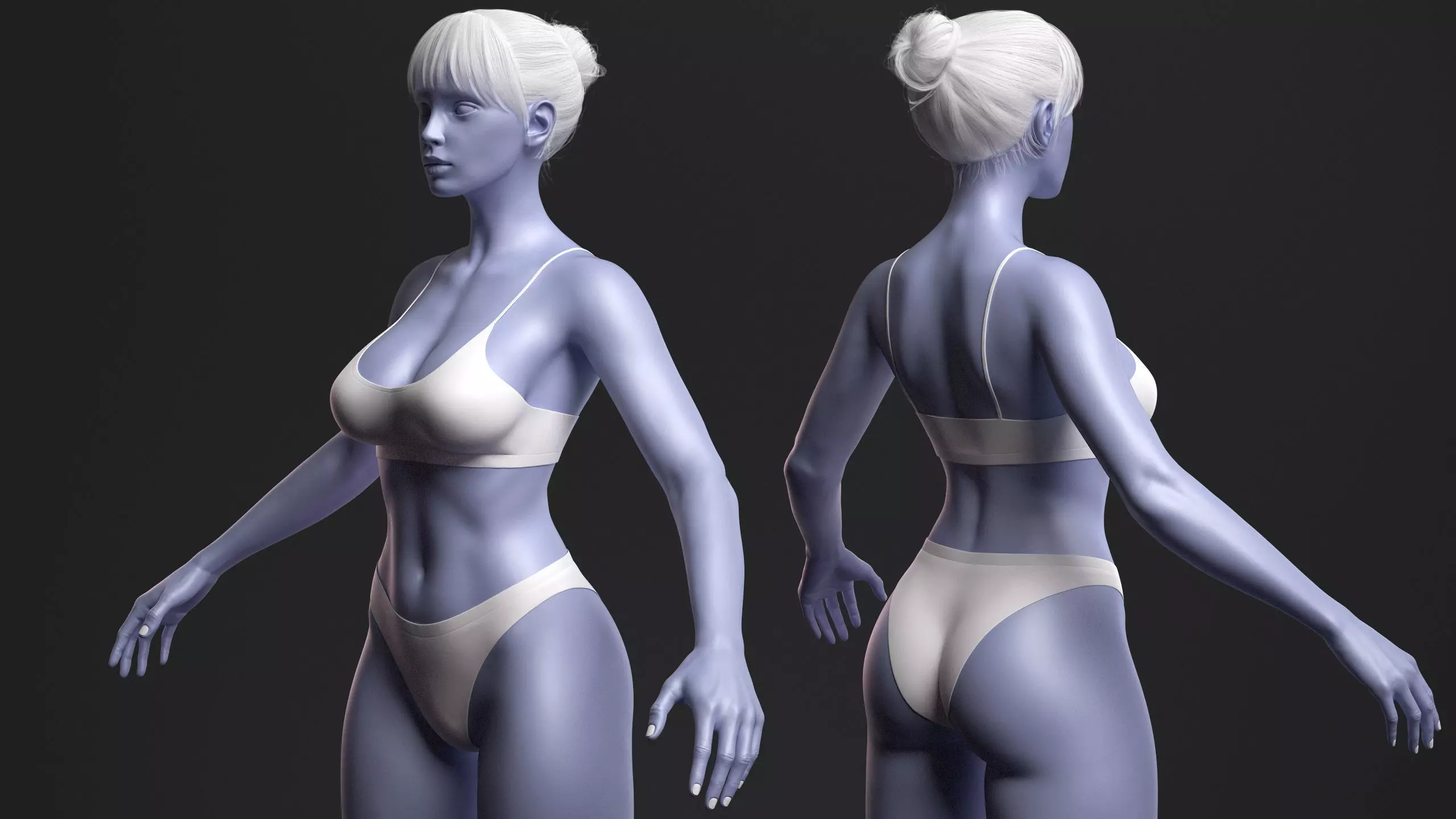 Advanced High Poly Female Basemesh - Body 03 3D model_11