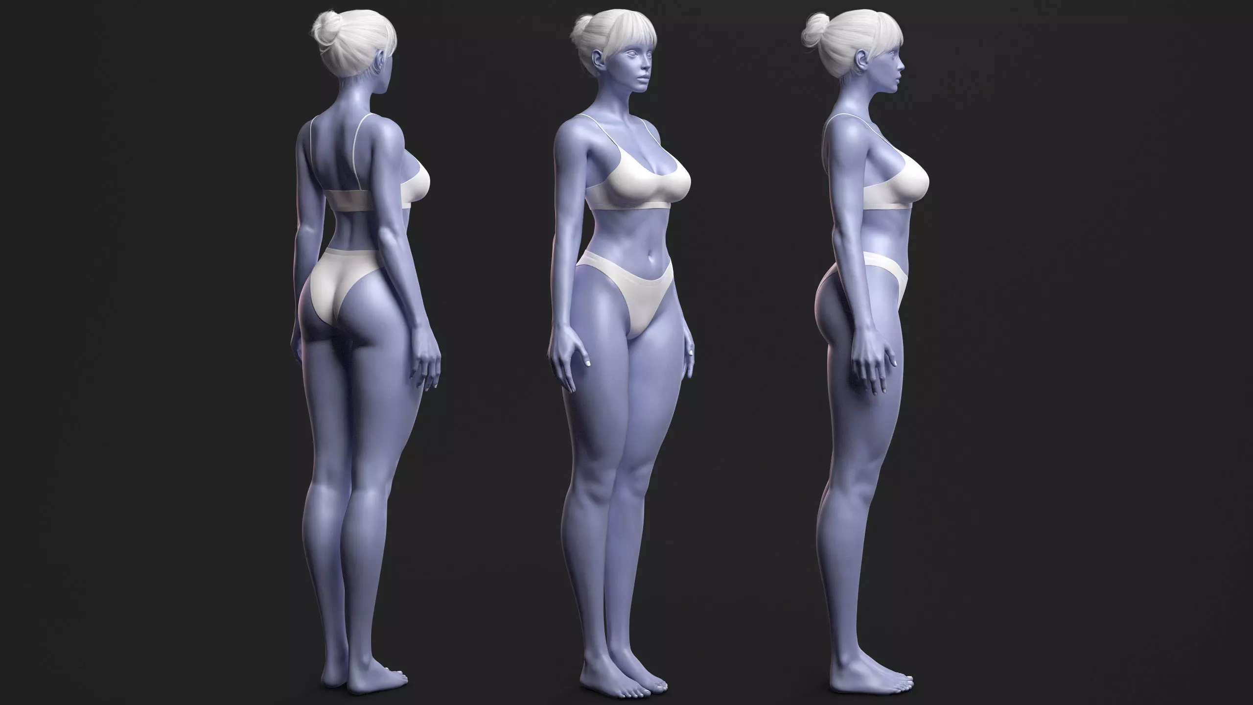Advanced High Poly Female Basemesh - Body 03 3D model_5