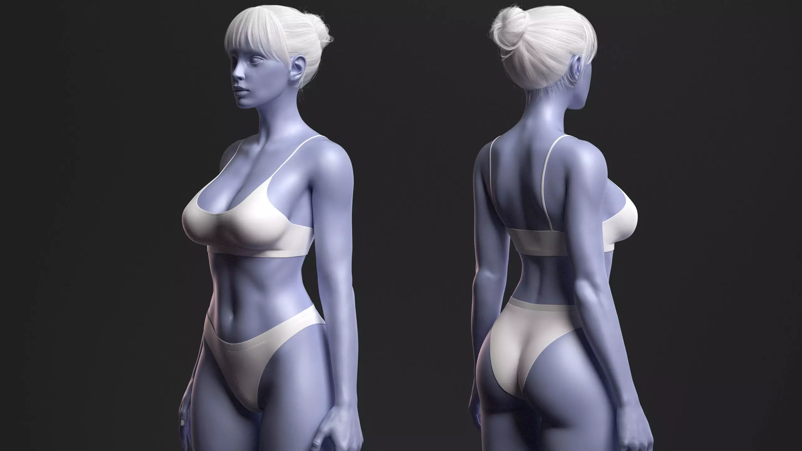 Advanced High Poly Female Basemesh - Body 03 3D model_10