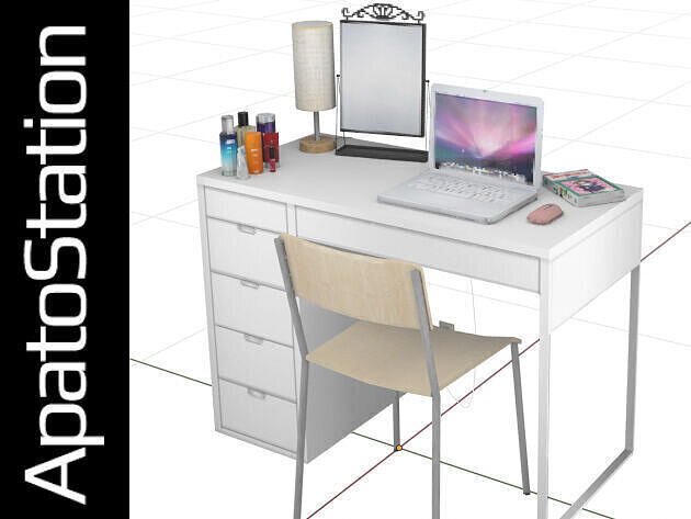 Bedroom Desk PS1 PS2 style Free low-poly 3D model