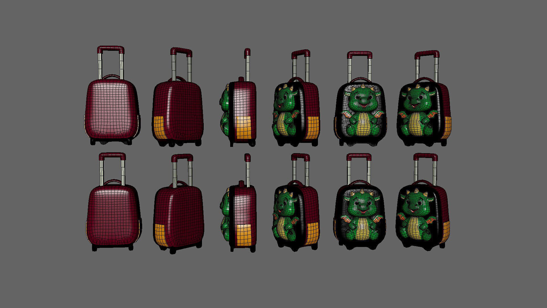 Low Poly - Suitcase Dragon Low-poly 3D model_11