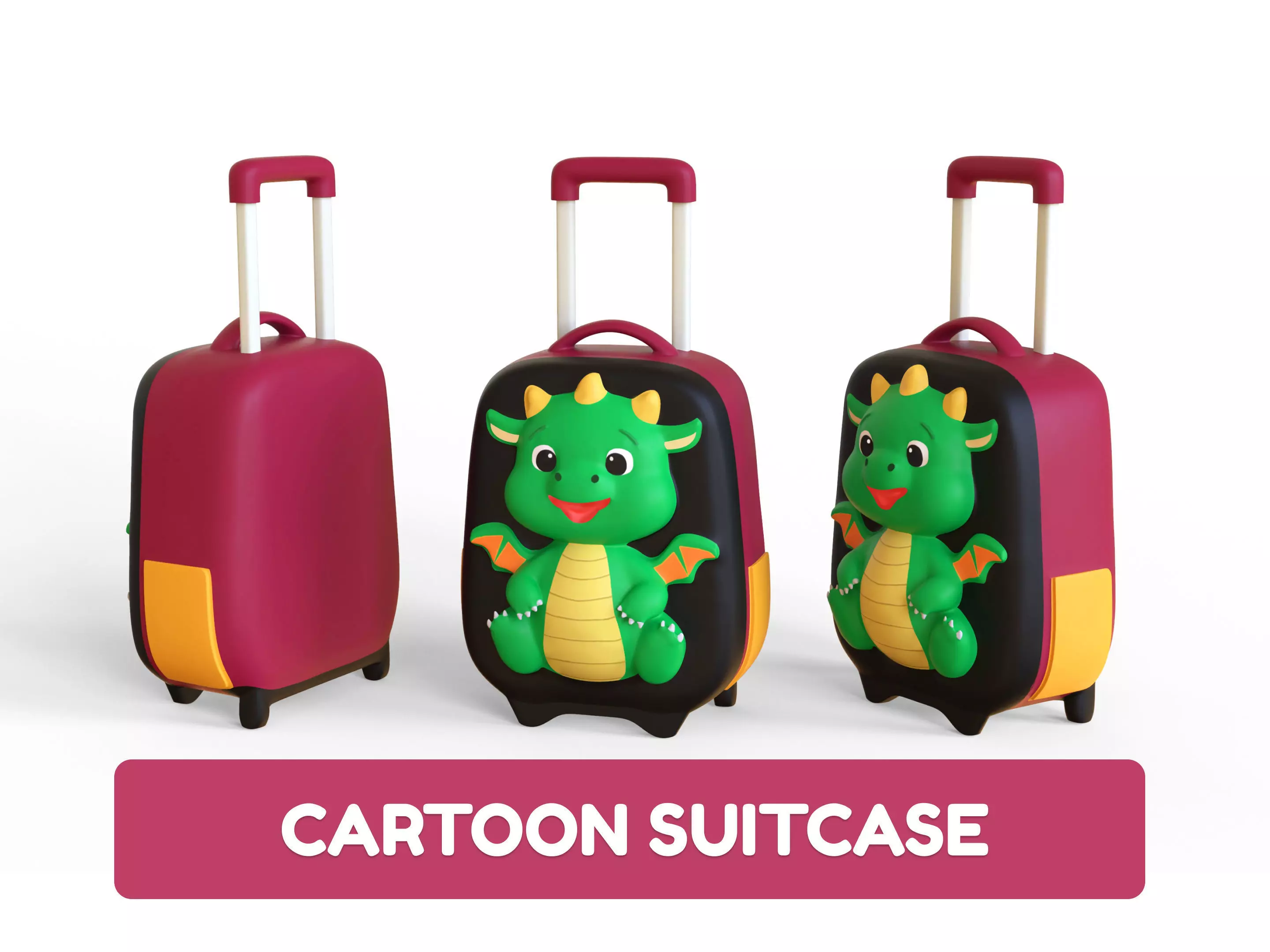 Low Poly - Suitcase Dragon Low-poly 3D model_0