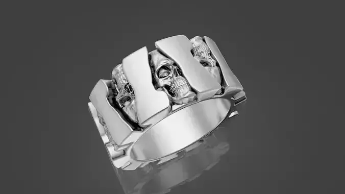 Skull  ring silver gold printable jewelry 3D model
