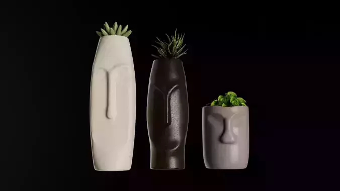 Poker Face Vases Low-poly 3D model