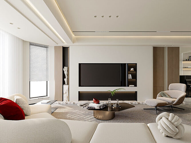 Modern Luxury Open Living and Dining Interior 25 3D model