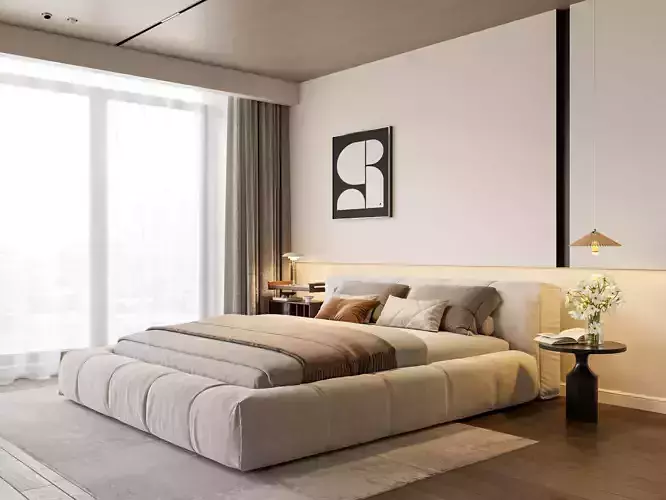 Modern Minimalist Bedroom Interior 23 3D model