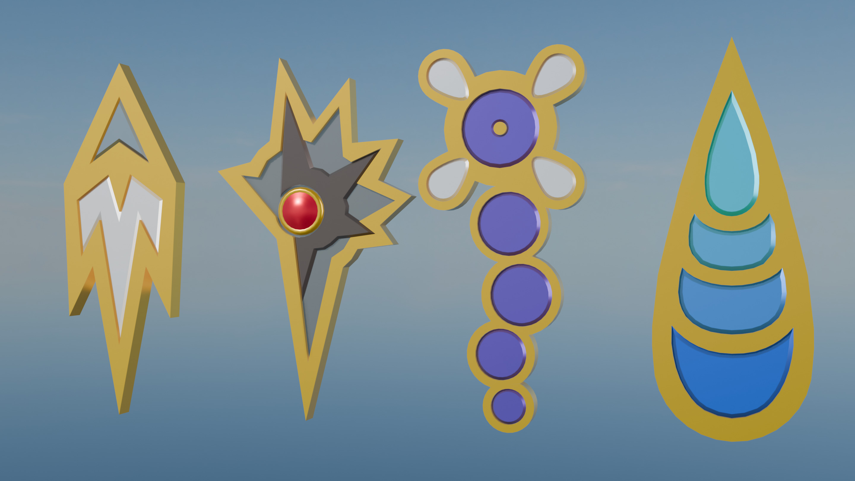 Pokemon Unova Gym Badges Low-poly 3D model_13