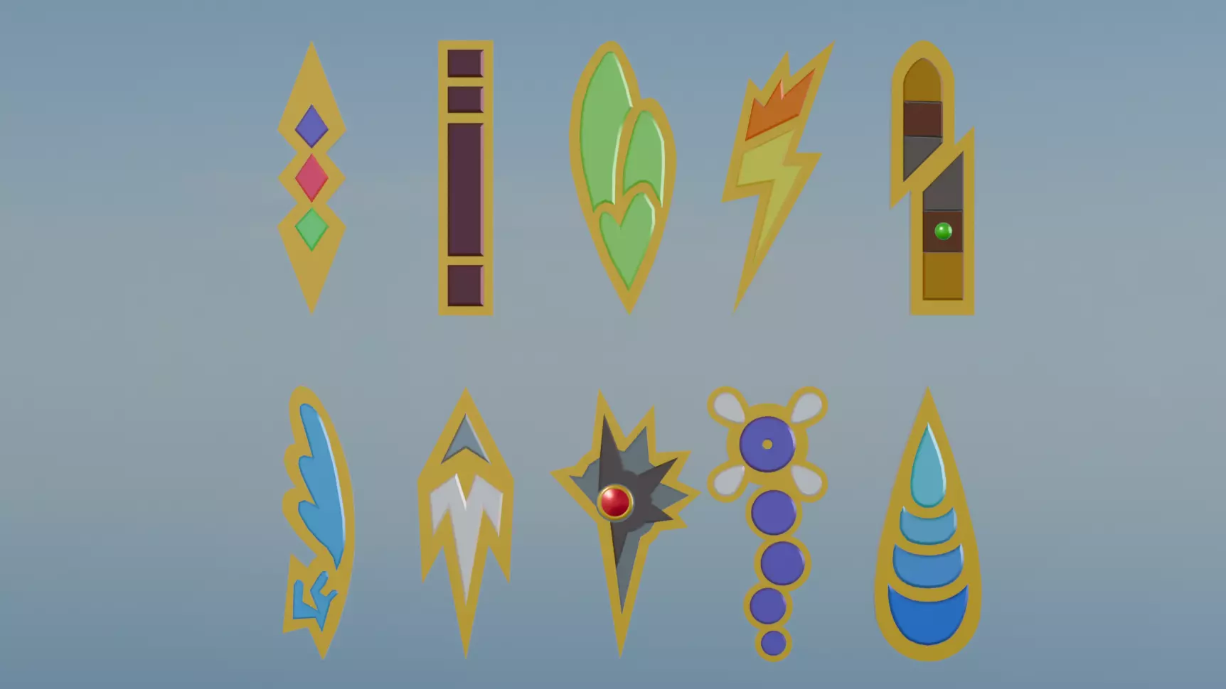 Pokemon Unova Gym Badges Low-poly 3D model_0