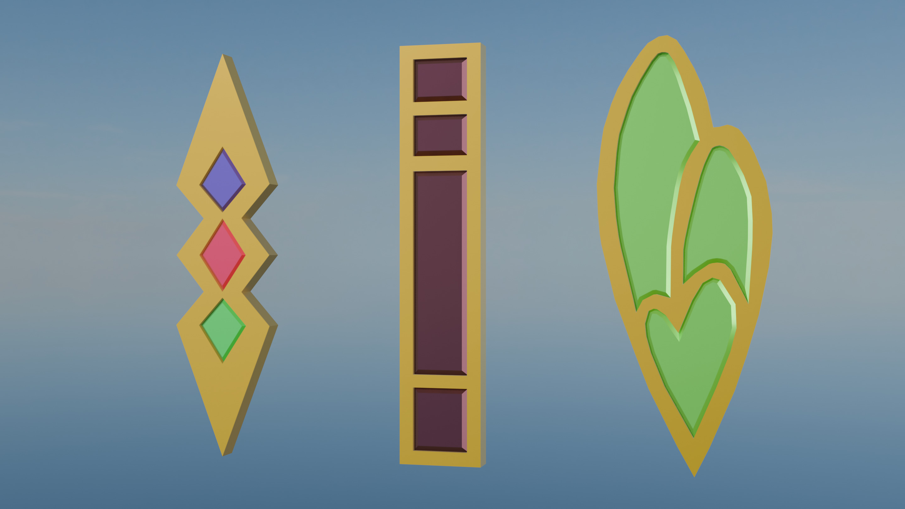 Pokemon Unova Gym Badges Low-poly 3D model_1