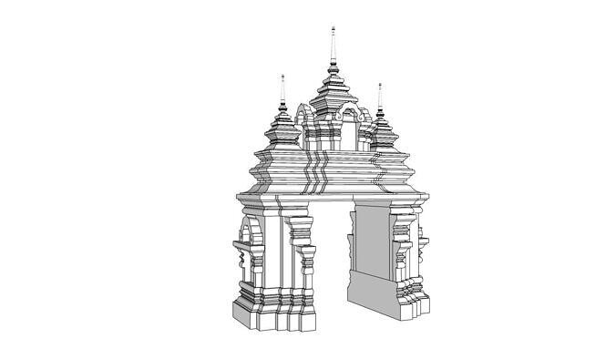 Traditional Thai Temple Gate Low-poly 3D model