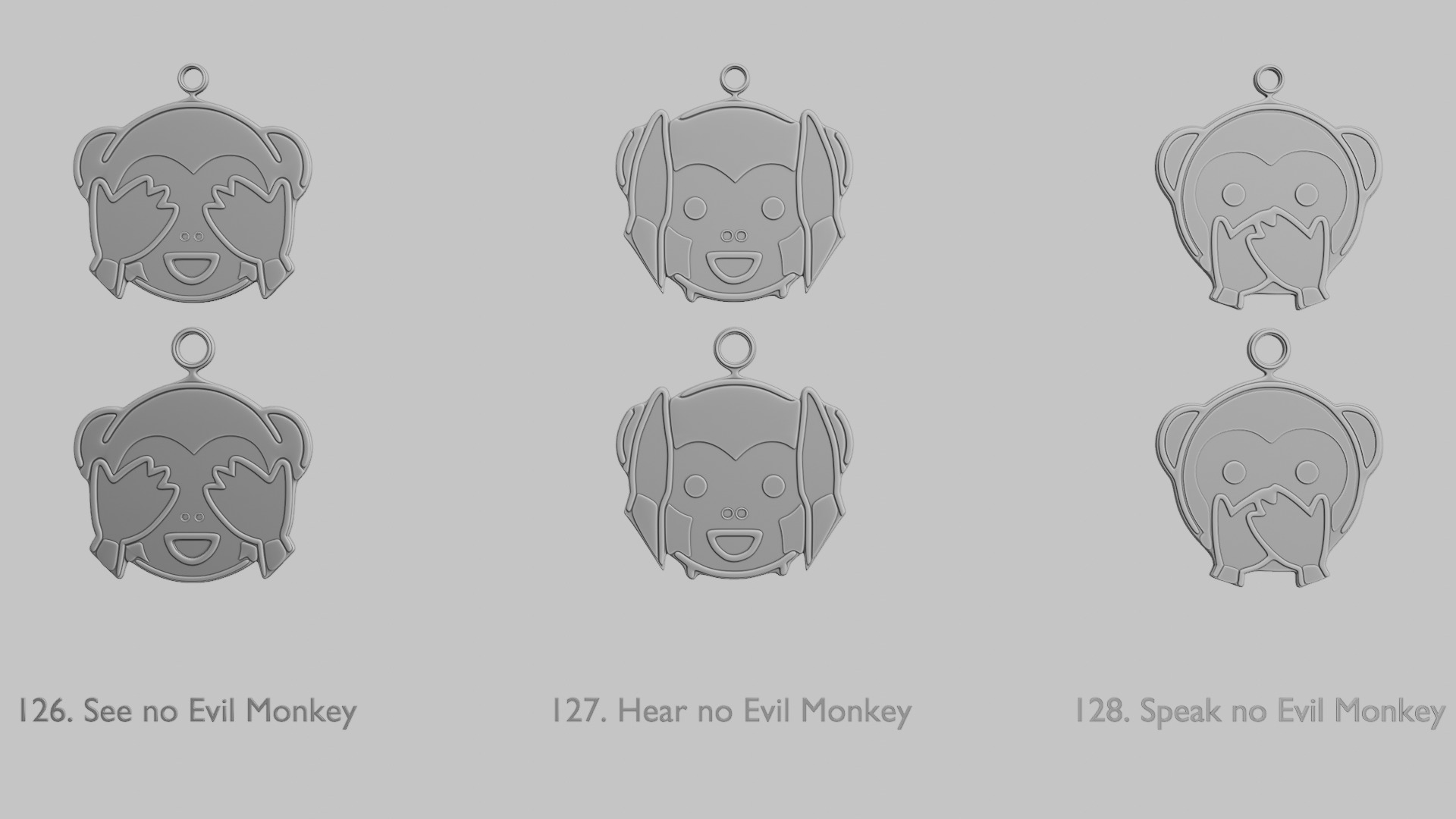 Creature Face Pendants Pack Whimsy Expressions 3D print model_22