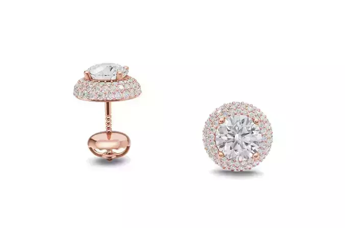 Pointer Diamond With Small Round Diamond Studs