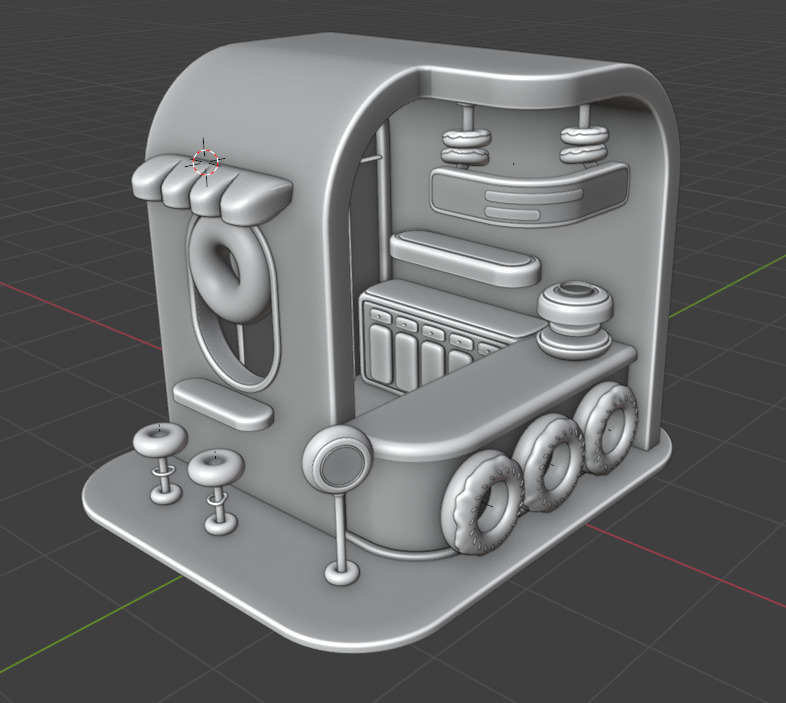 3d donuts booth design Low-poly 3D model_1