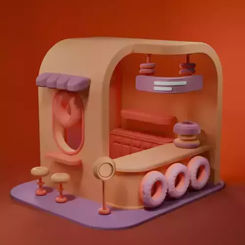 3d donuts booth design Low-poly 3D model