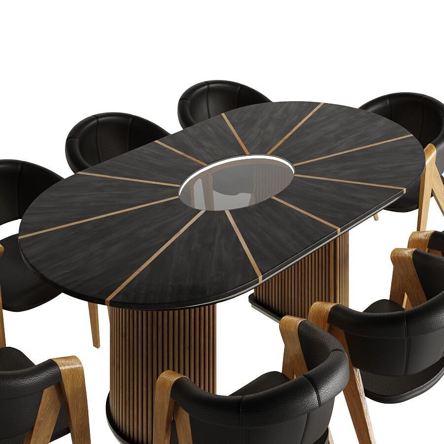 Dining set 3D model_3