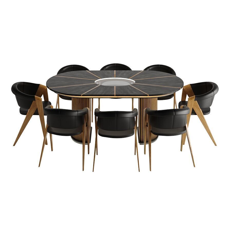 Dining set 3D model_2