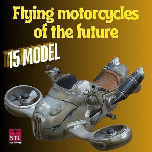 Flying Fantasy Motorcycles Pack of 15 STL Files 3D print model