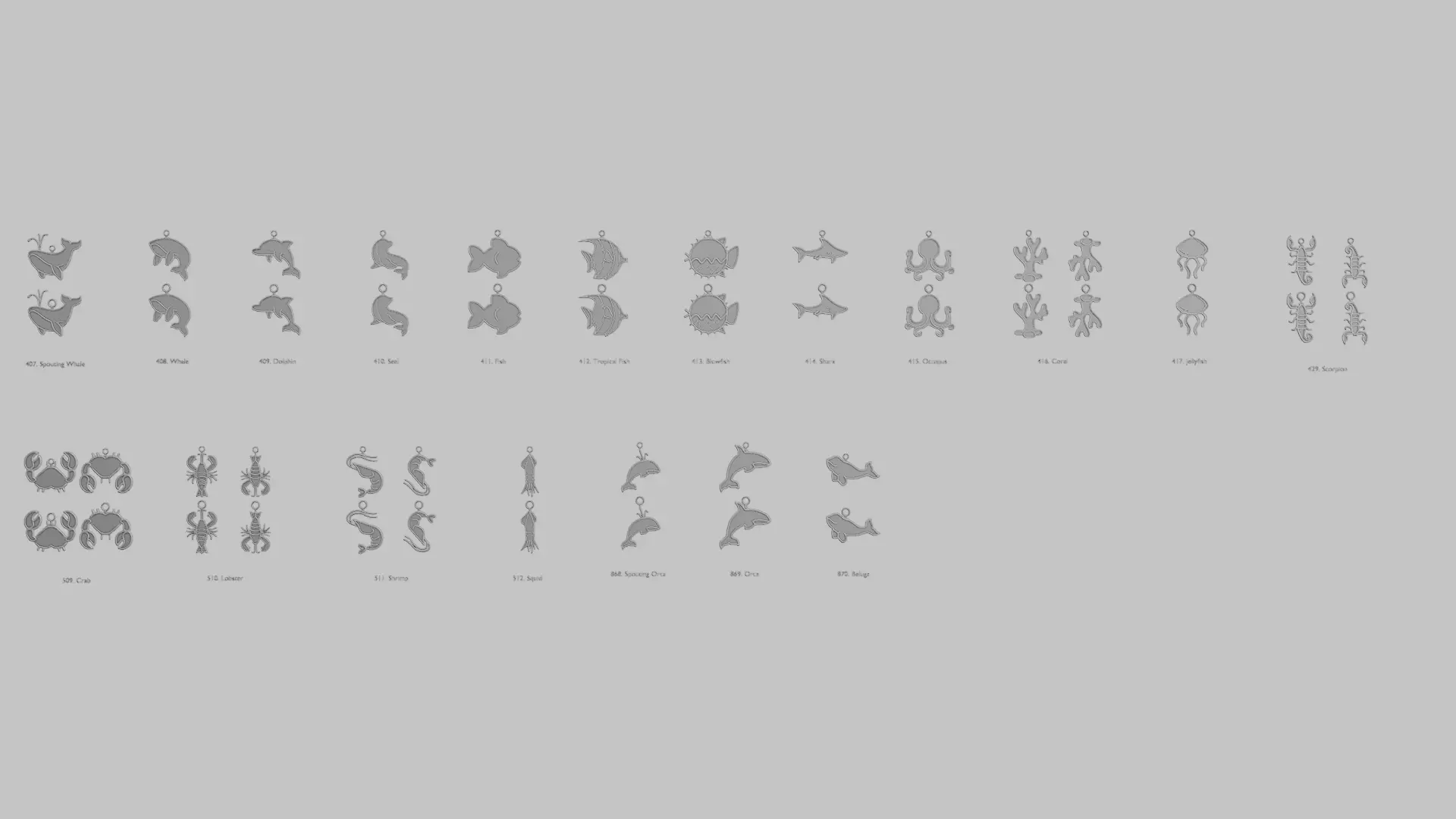 Creatures Aquatic Life Pendant Pack 3D print model_0