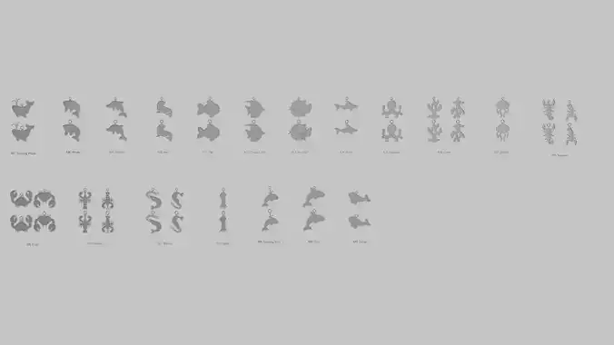 Creatures Aquatic Life Pendant Pack 3D print model Creatures Aquatic Life Pendant Pack 3D print model