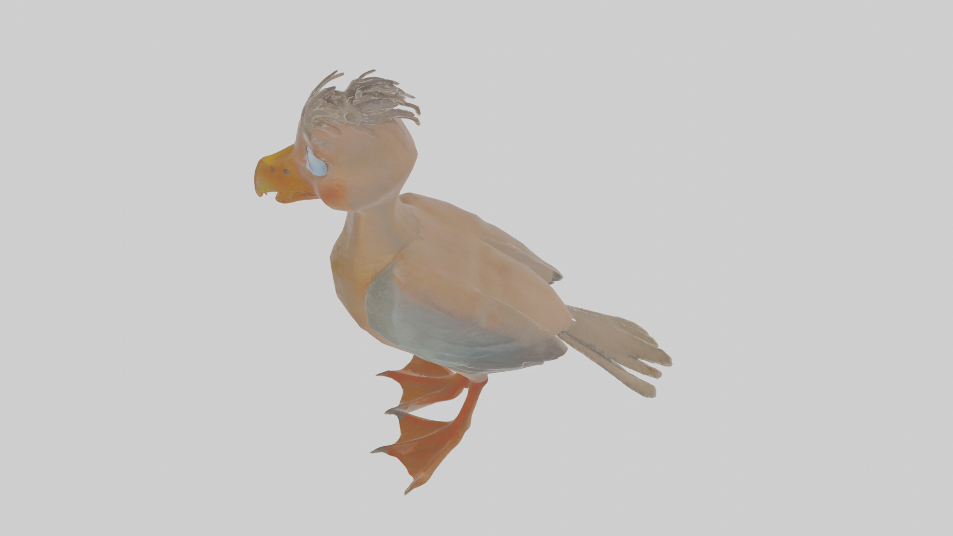 Cartoon Booby Low-poly 3D model_26