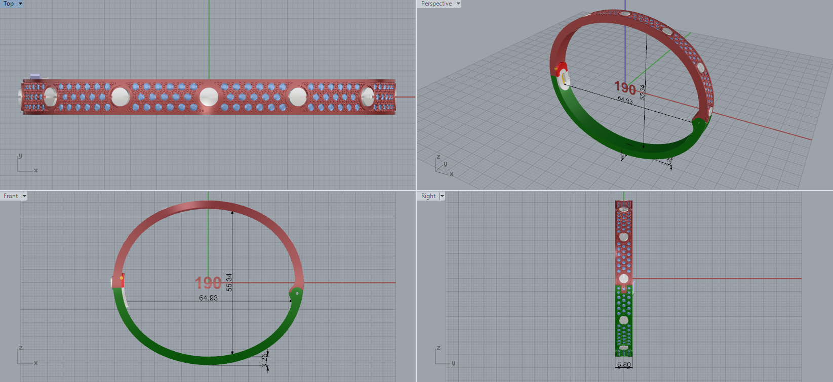 LOVE bracelet 190mm model paved cartie 3D print model 3D print model_7