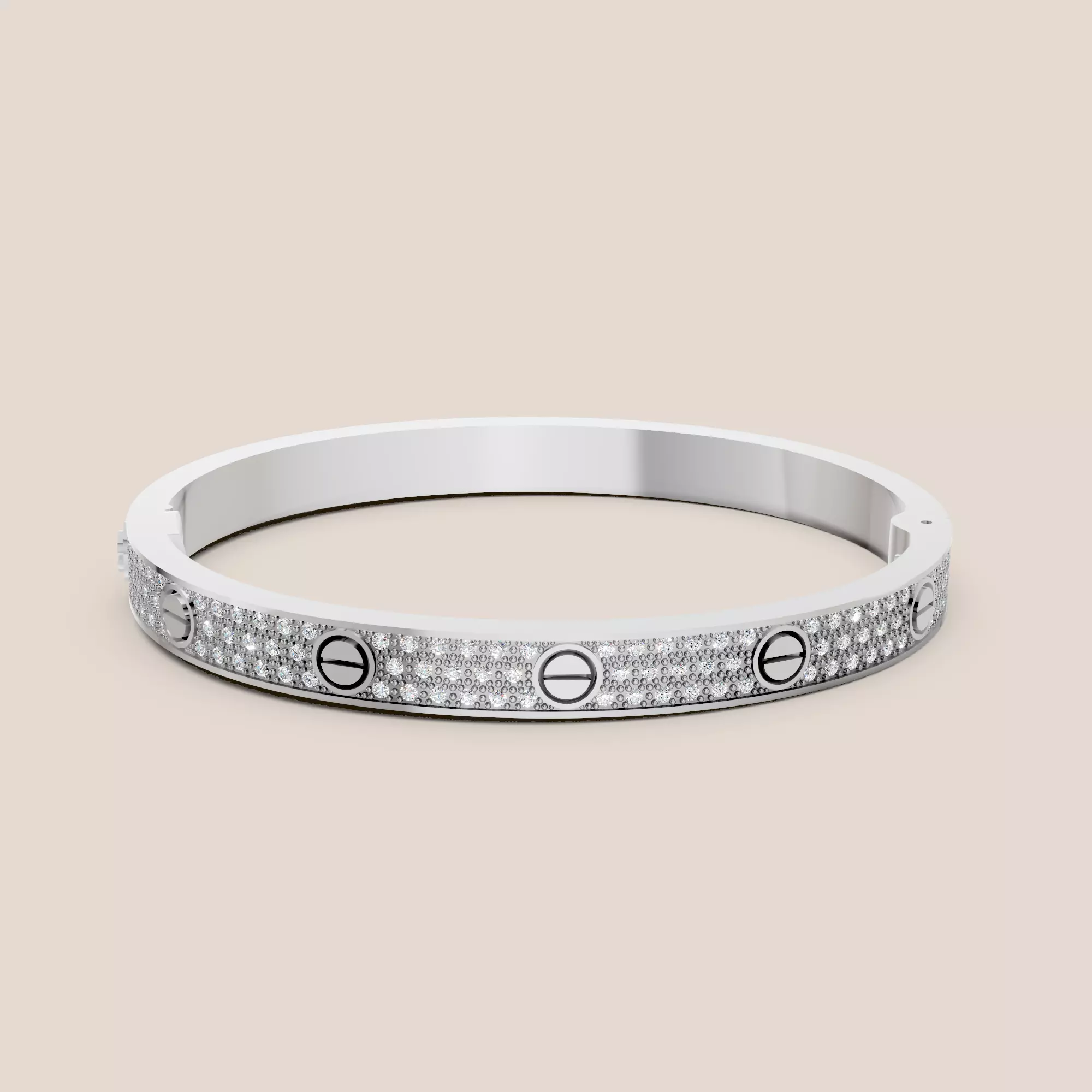 LOVE bracelet 190mm model paved cartie 3D print model 3D print model_0