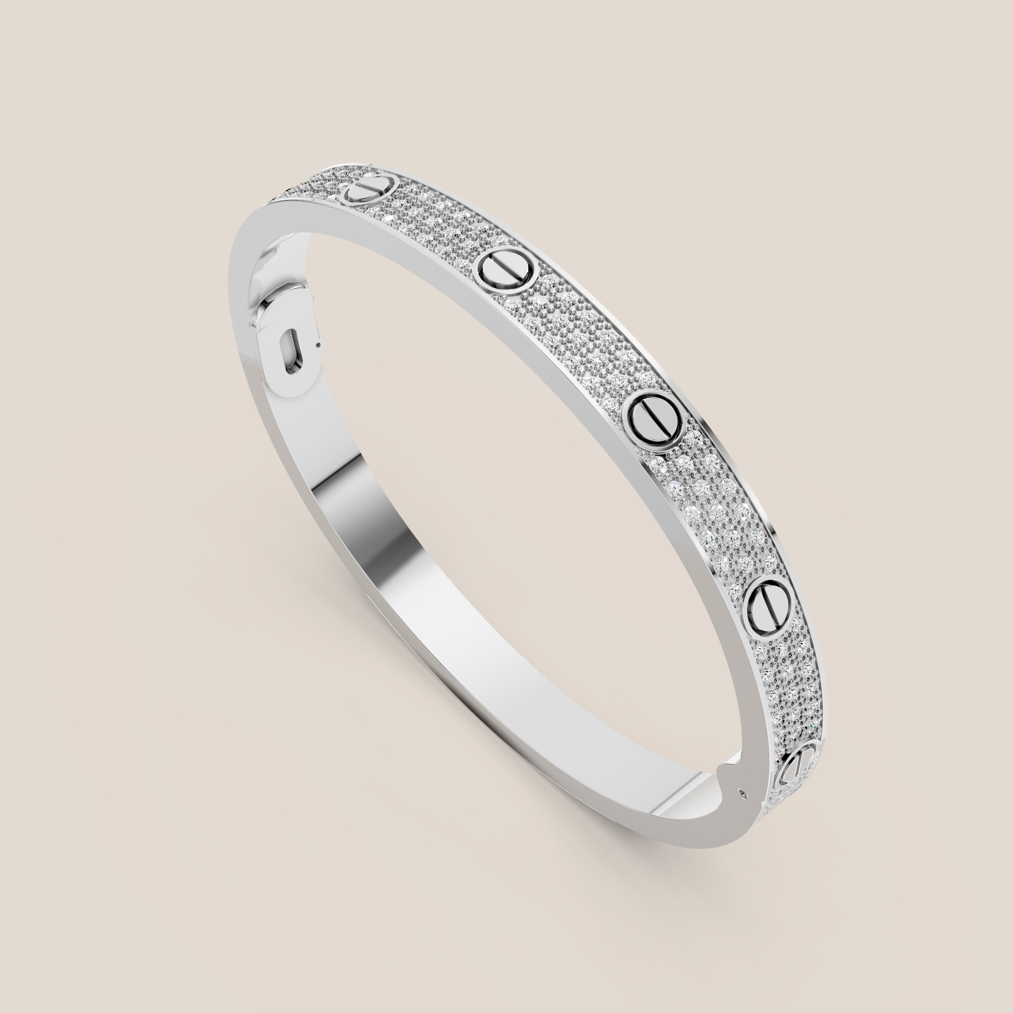 LOVE bracelet 190mm model paved cartie 3D print model 3D print model_2