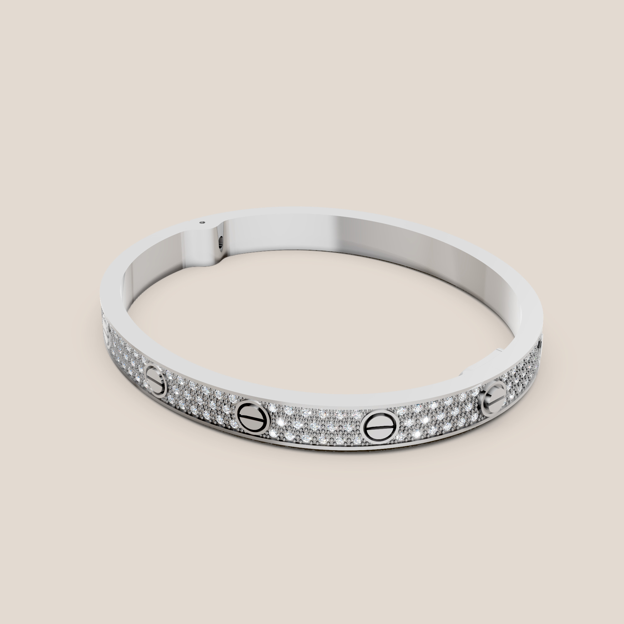 LOVE bracelet 190mm model paved cartie 3D print model 3D print model_1