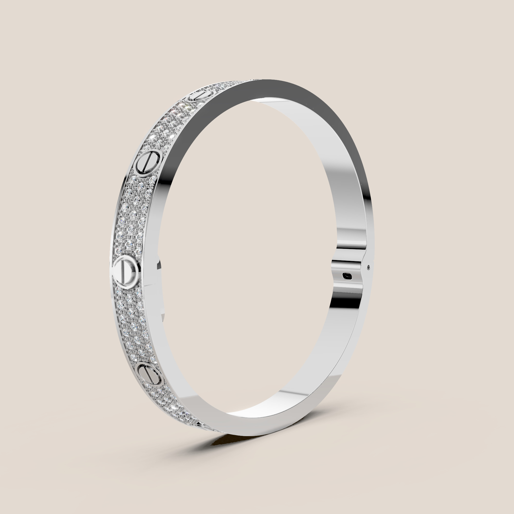 LOVE bracelet 190mm model paved cartie 3D print model 3D print model_4