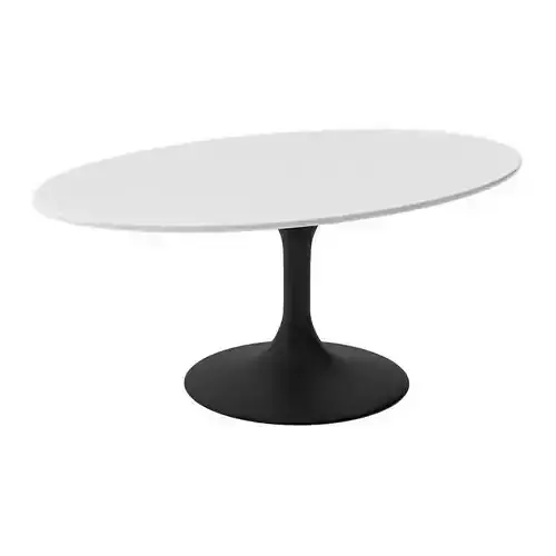 Oval white coffee table 42 cm