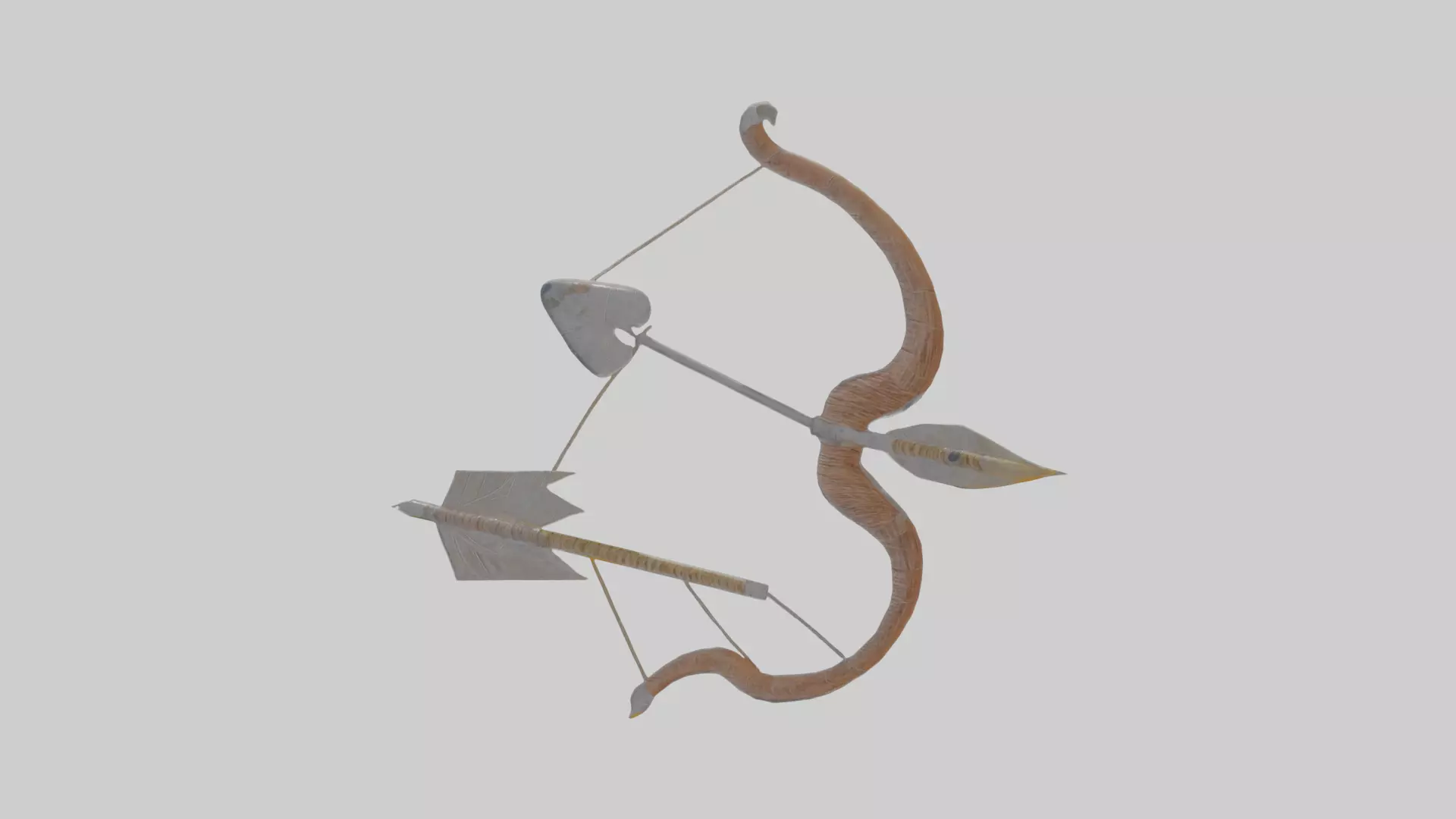 Cartoon Bow and Arrow Low-poly 3D model_0