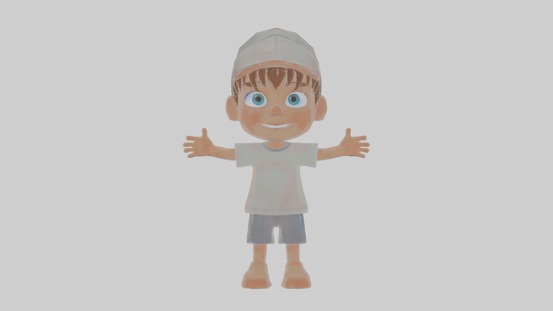 Cartoon Boy Low-poly 3D model_14