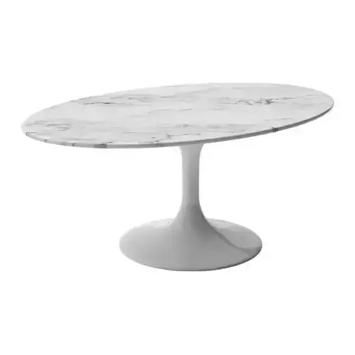 Oval marble coffee table in white 42 cm
