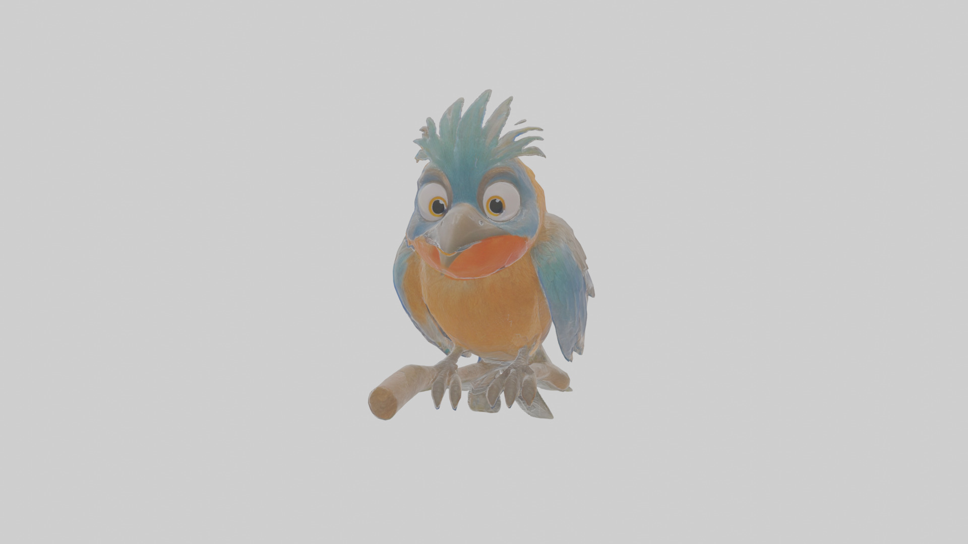 Cartoon Bristlebird Low-poly 3D model_12