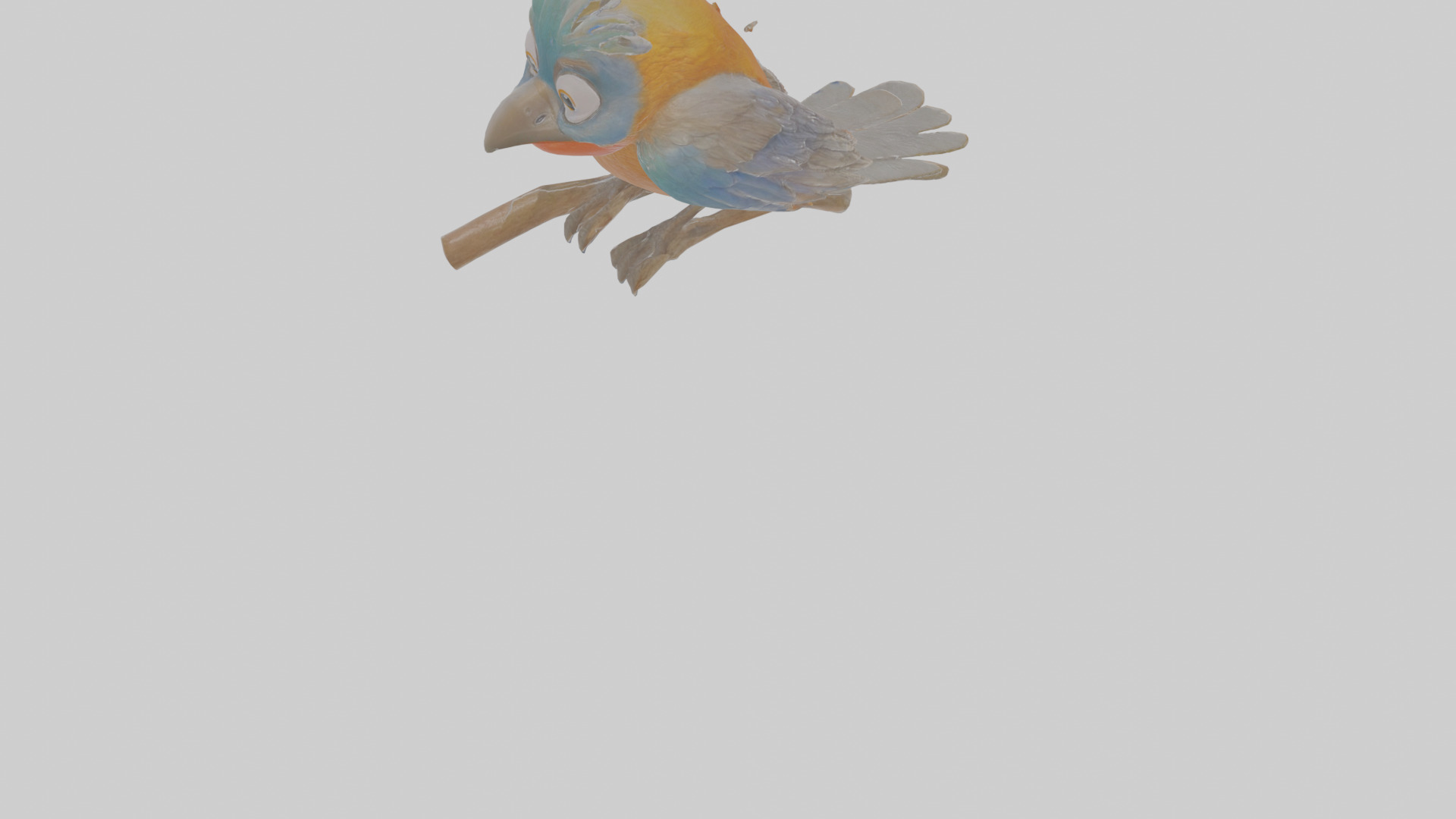 Cartoon Bristlebird Low-poly 3D model_7