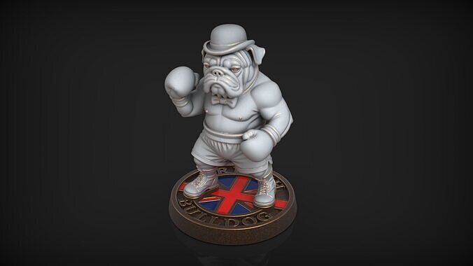 British Bulldog Gentleman Tabletop Boxing Miniature 3D print model