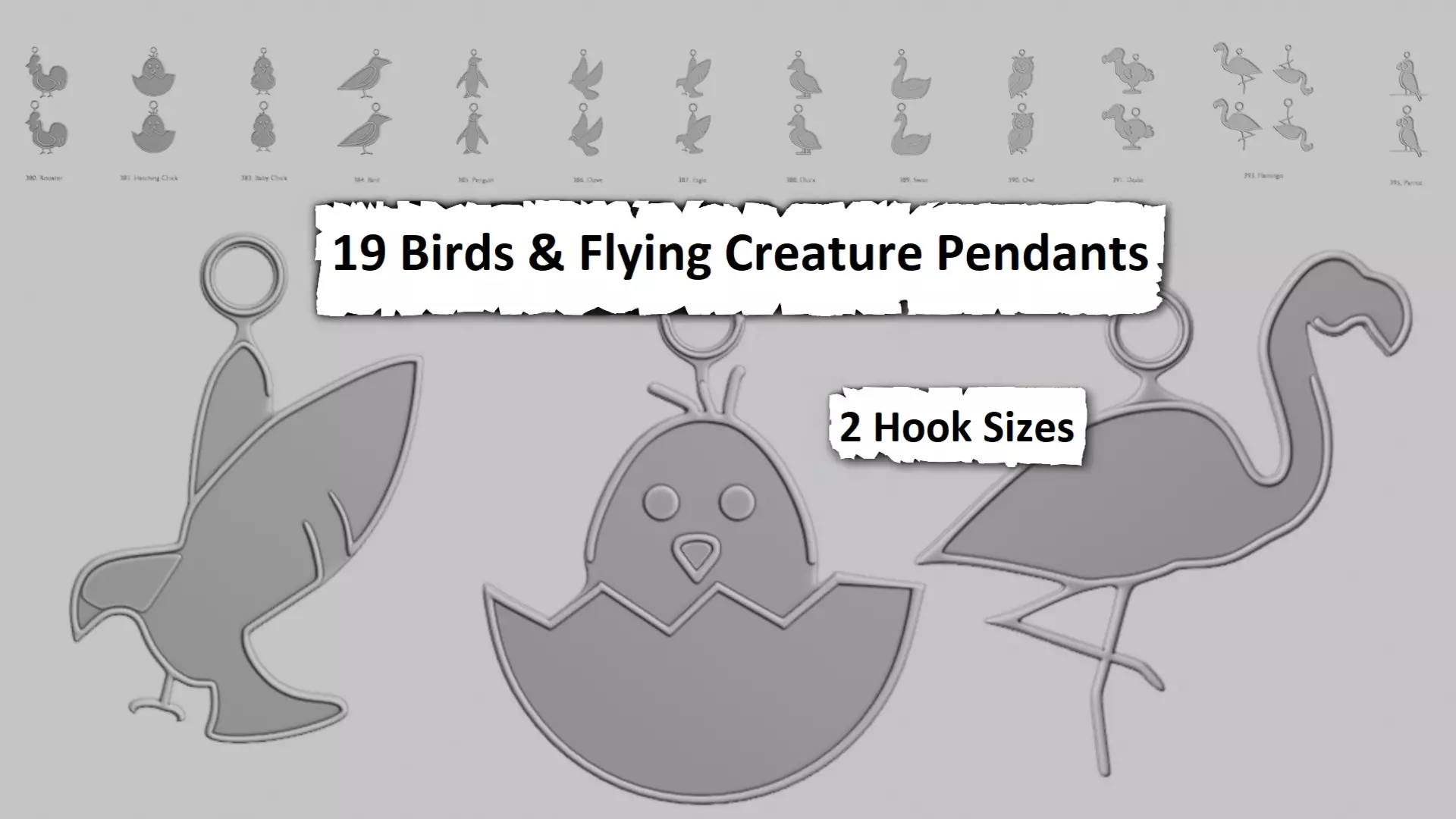Creatures Birds and Flying Creatures Pendant Pack 3D print model