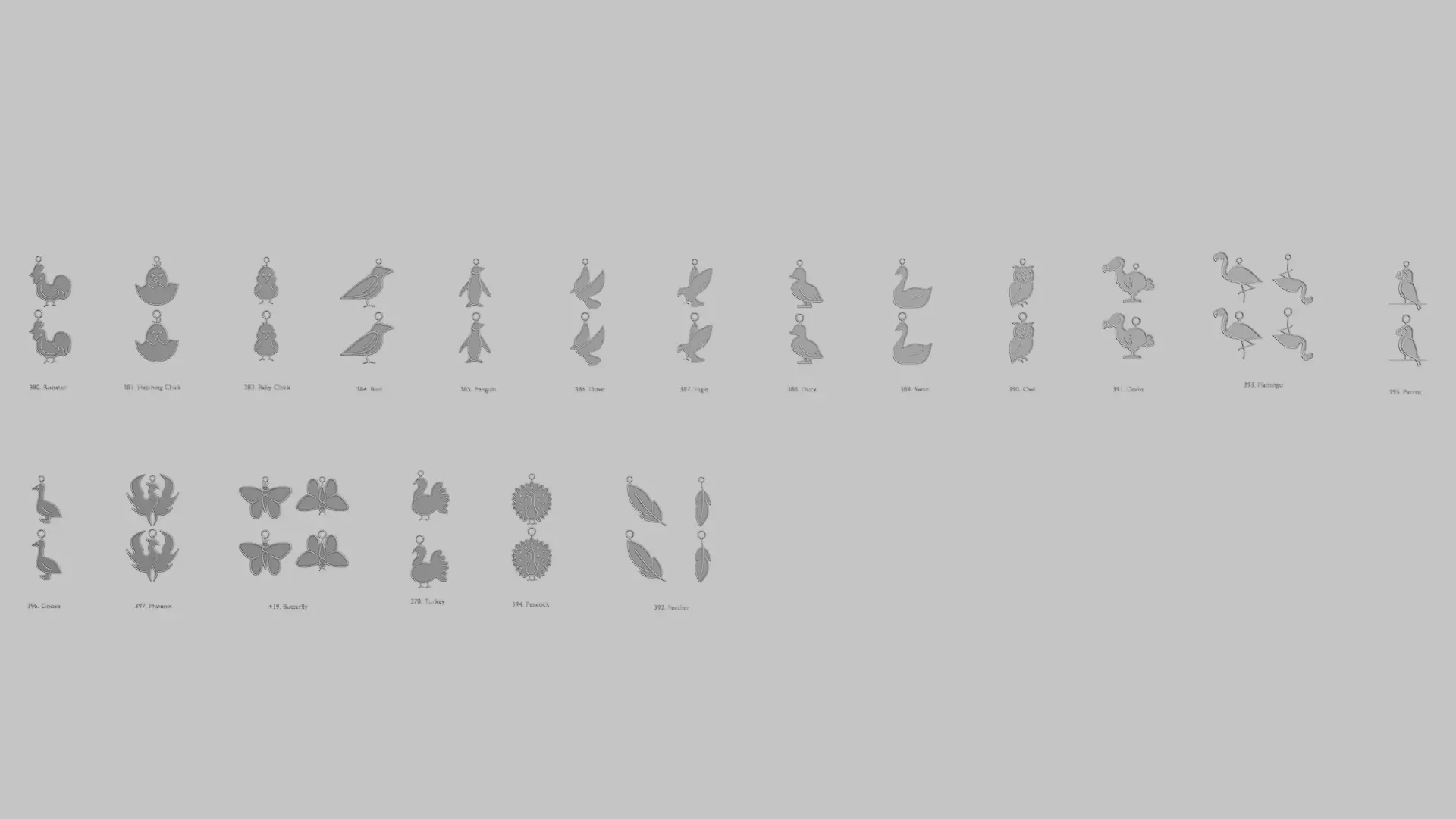 Creatures Birds and Flying Creatures Pendant Pack 3D print model_0