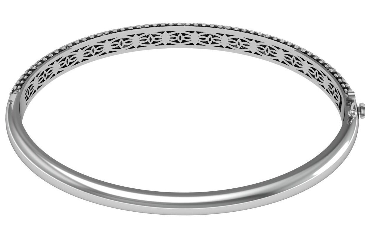 Micro pave diamonds bangle 3D print model_3