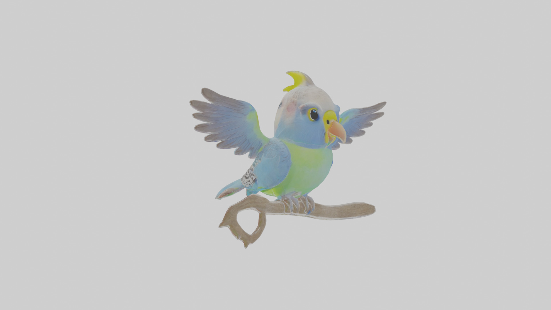 Cartoon Budgerigar Low-poly 3D model_13